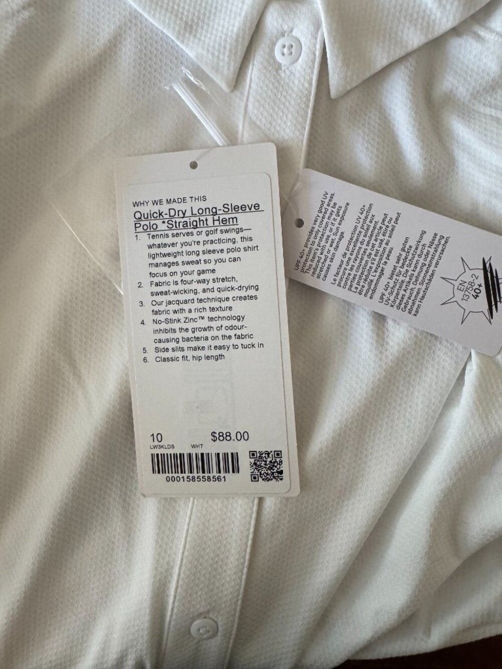 NWT LULULEMON $88 quick dry polo shirt-size 10 - Picture 3 of 4